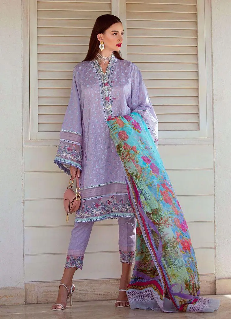 Farah Talib Aziz Mera Luxe Lawn king copy suit lael lavender