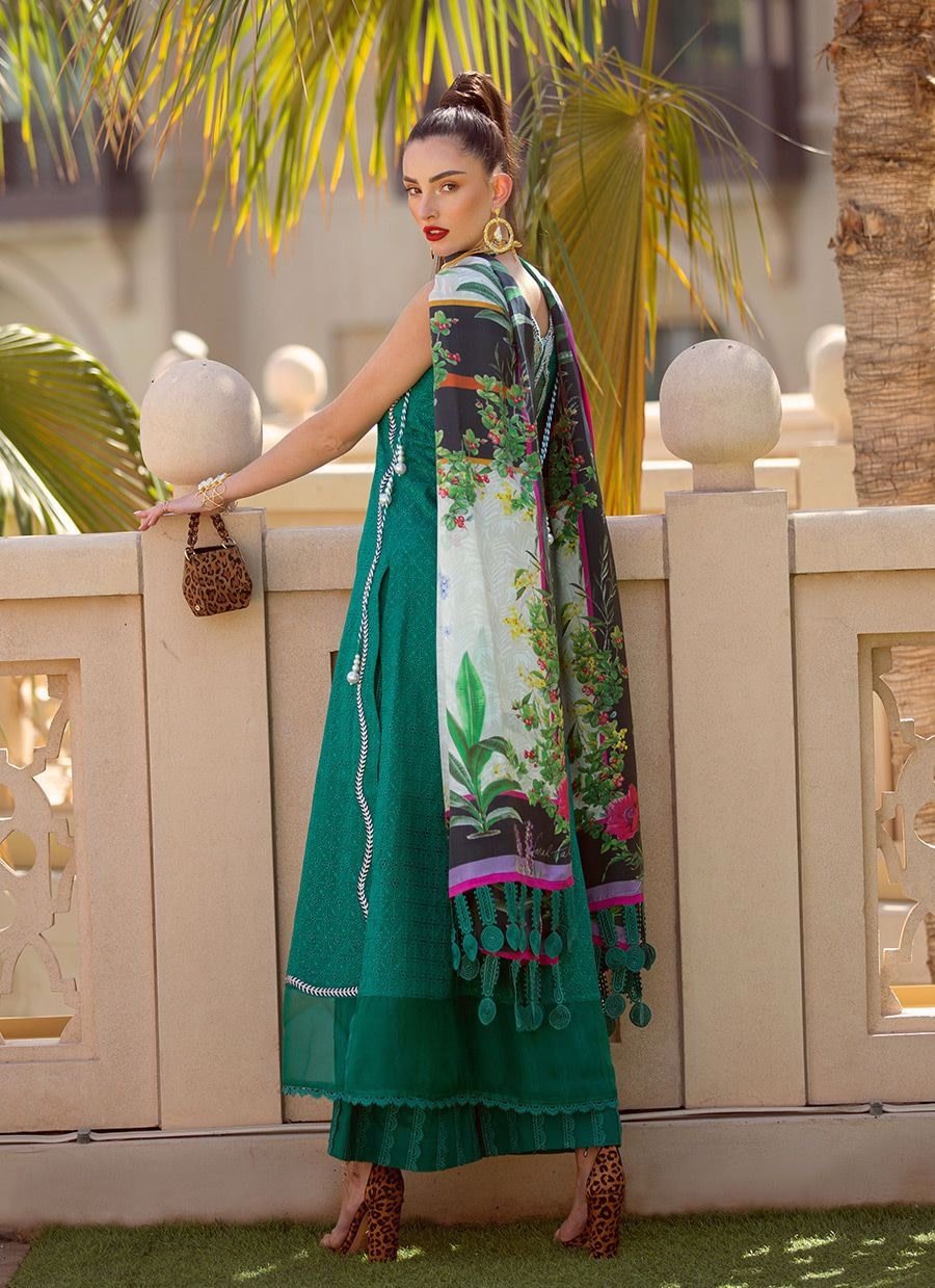 Farah Talib Aziz Mera Luxe Lawn king copy suit Saki Emerald