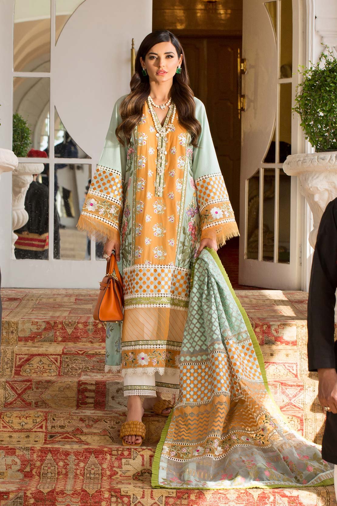 Crimson luxury lawn king replica suit sunny afternoon