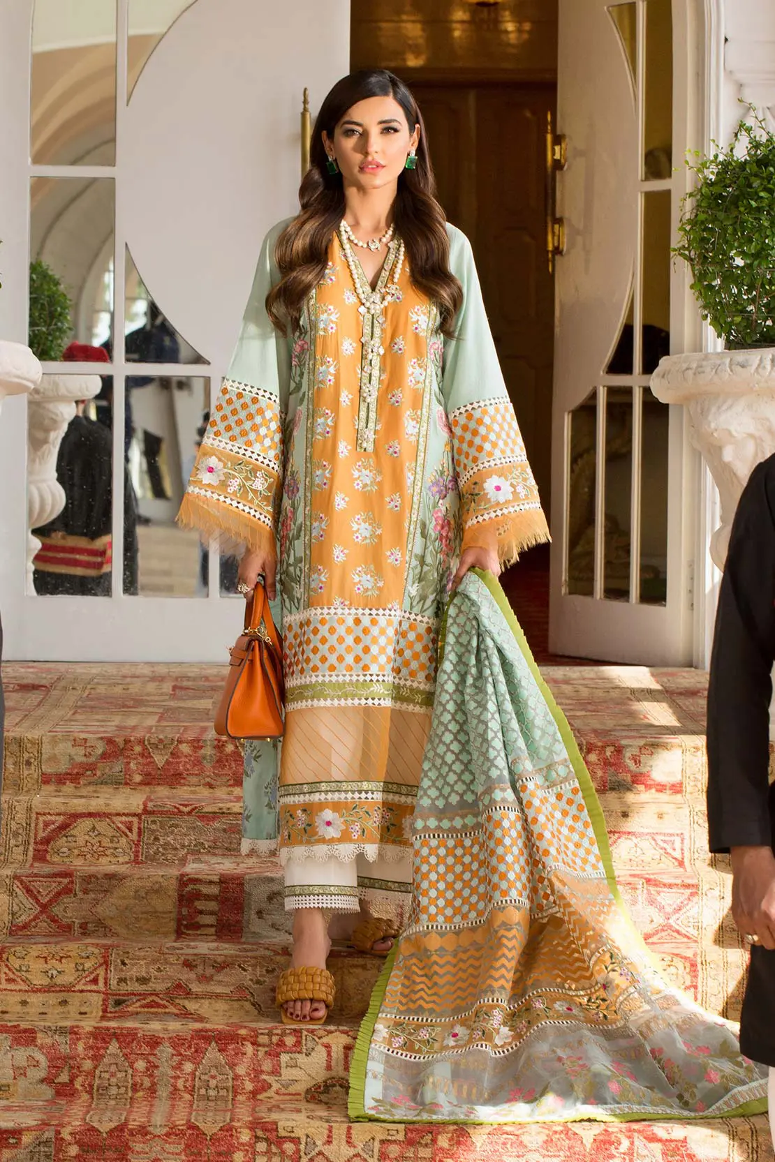 Crimson luxury lawn king replica suit sunny afternoon