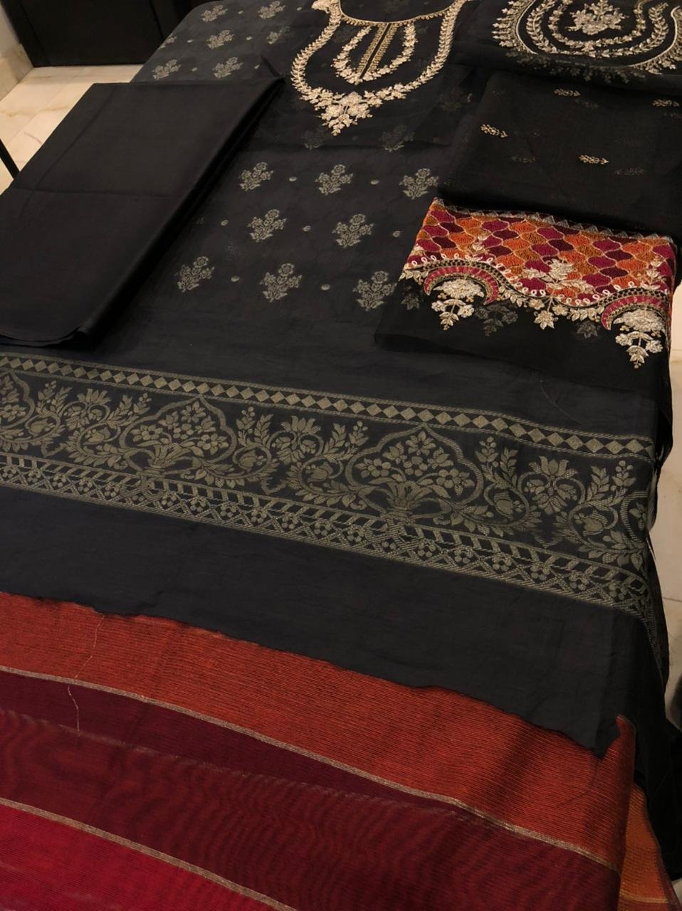 Maria b luxury lawn black king replica suit