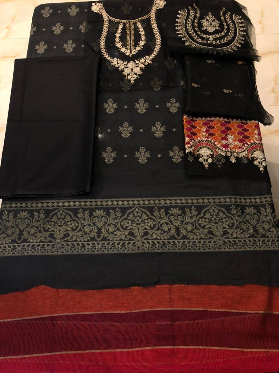 Maria b luxury lawn black king replica suit