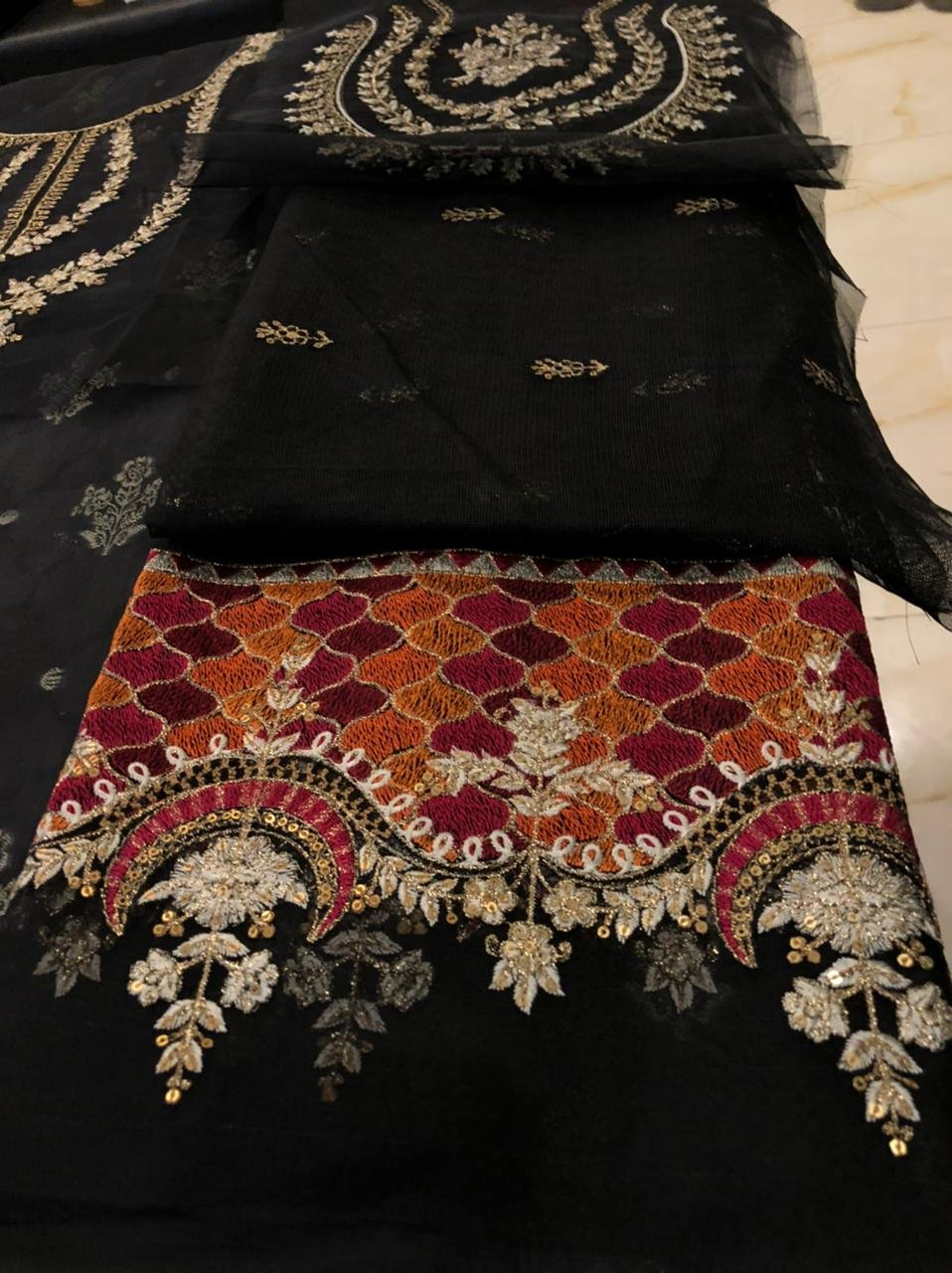 Maria b luxury lawn black king replica suit