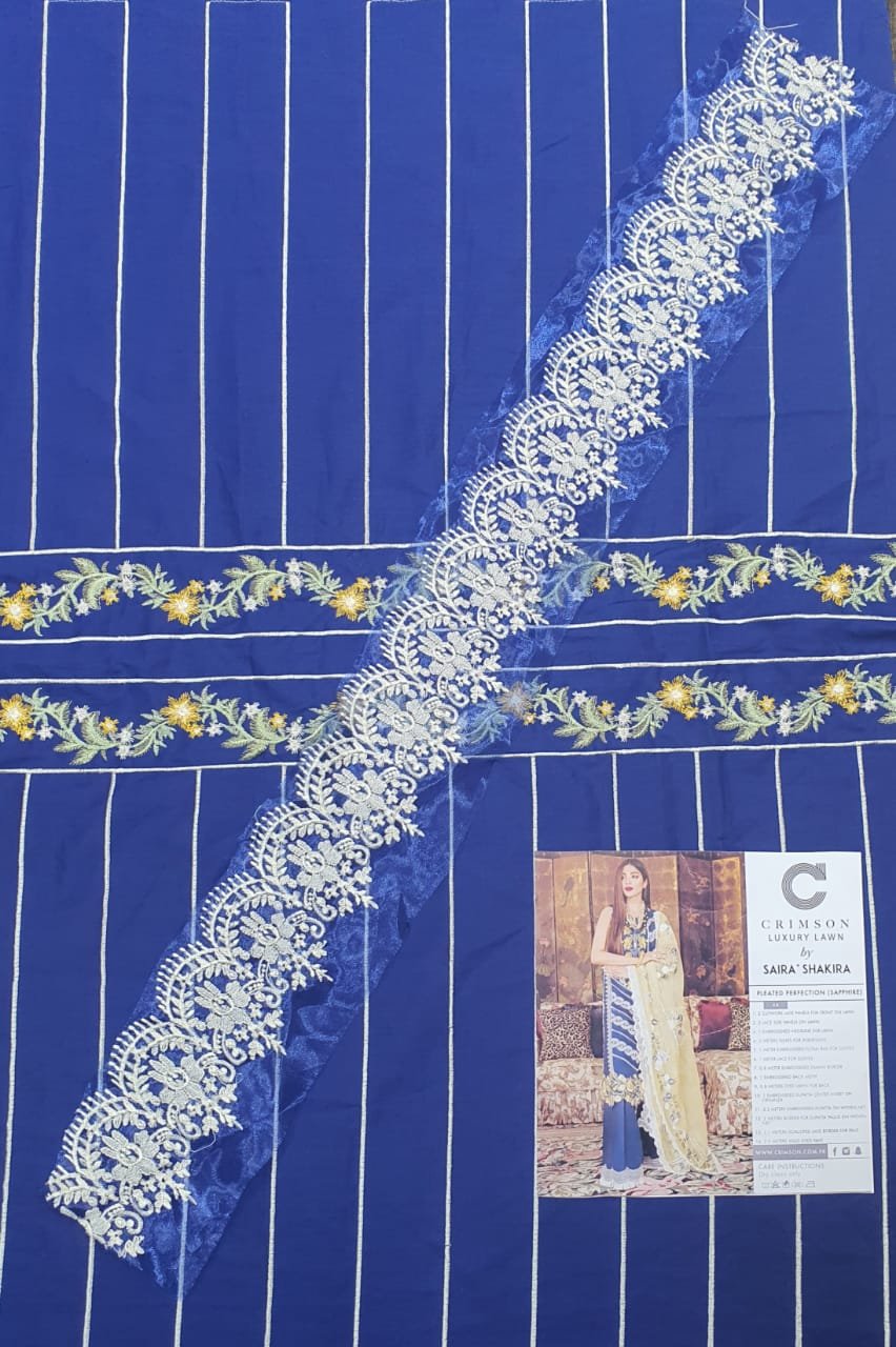 Crimson luxury lawn sapphire pleated Perfection king replica suit