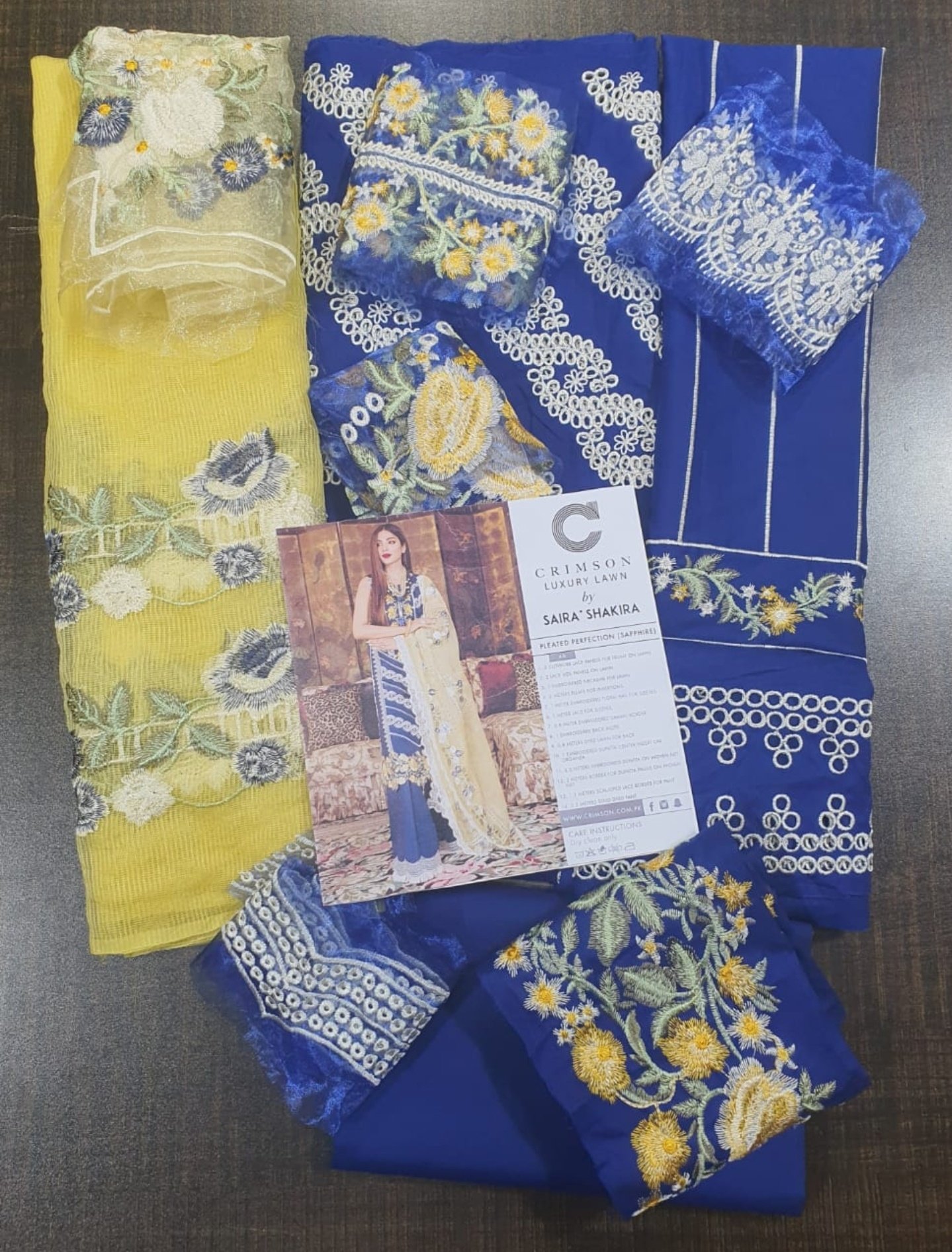 Crimson luxury lawn sapphire pleated Perfection king replica suit