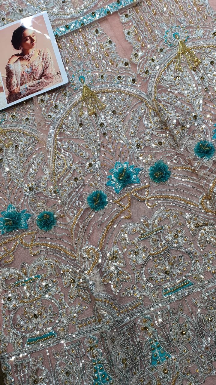 Maryum n maria pakistani master king replica suit wedding maxi ocean drift