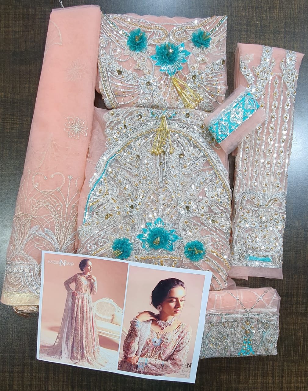 Maryum n maria pakistani master king replica suit wedding maxi ocean drift