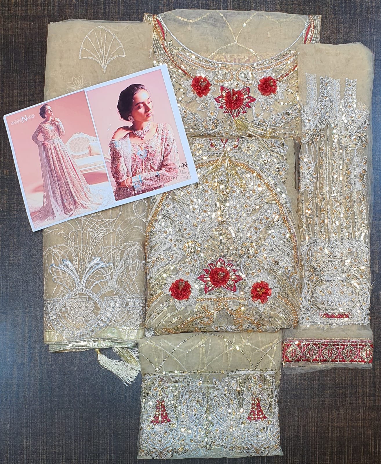 Maryum n maria pakistani master king replica suit wedding maxi ocean drift