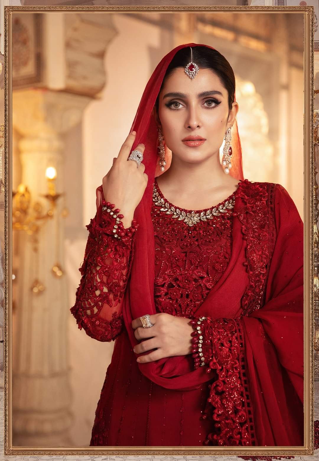 Maria b Mbroidered Bridal Wedding Master King Replica Pakistani Red Suit D5