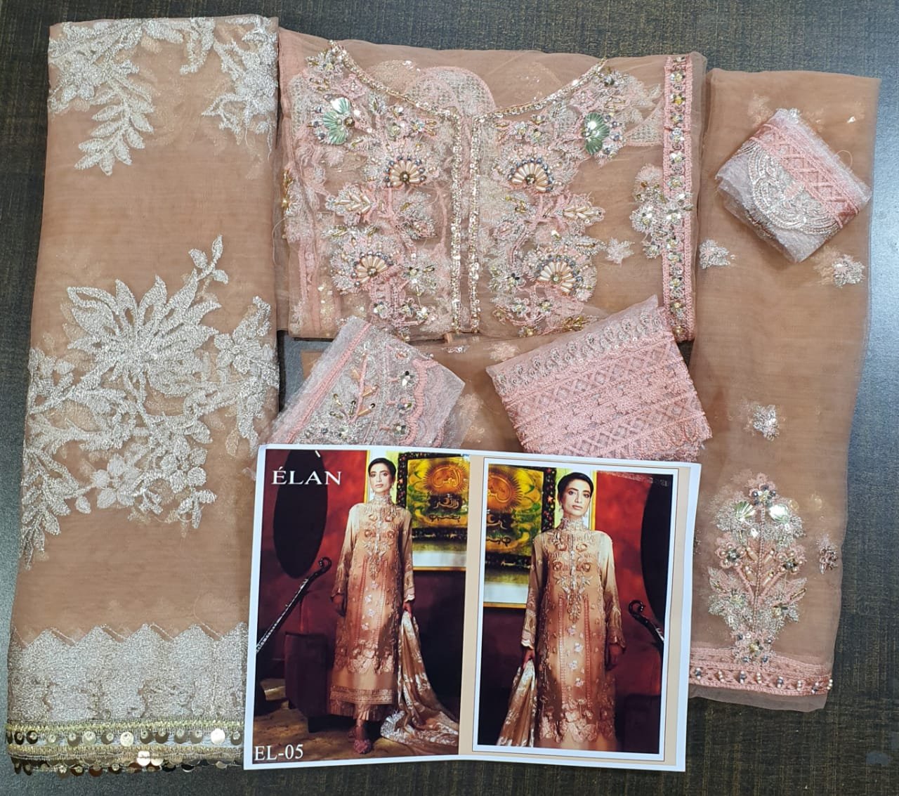 Elan bridal collection master king copy pakistani suit teapink