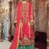 Maria b Mbroidered Bridal Wedding Master King Replica Pakistani pink Suit D2