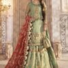 Maria b Mbroidered Bridal Wedding Master King Replica Pakistani velvet mint Suit D3