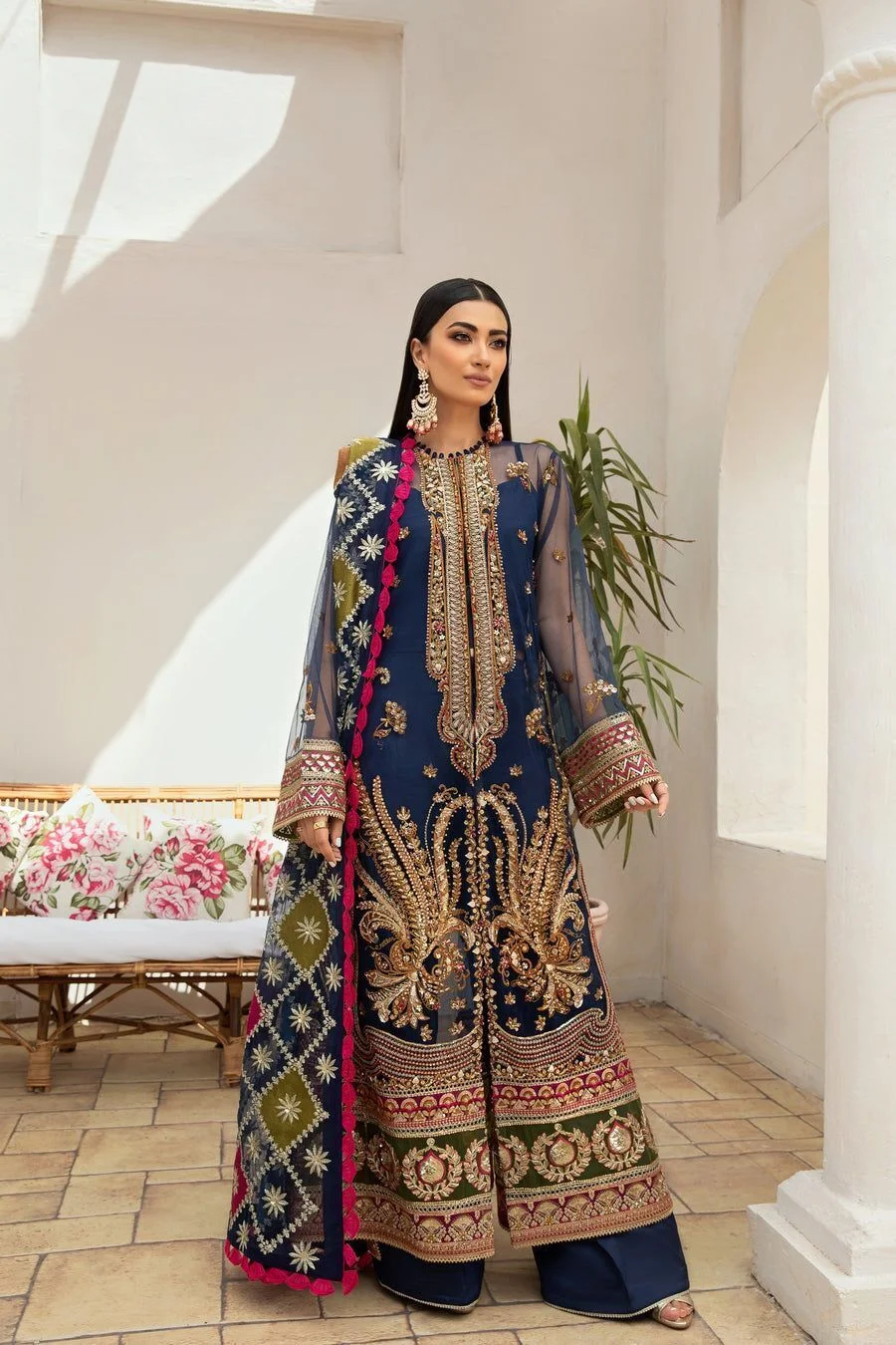 Maryam Hussain Wedding collection-Collection-2021-neelum-05-navy-blue pakistani master king copy suit