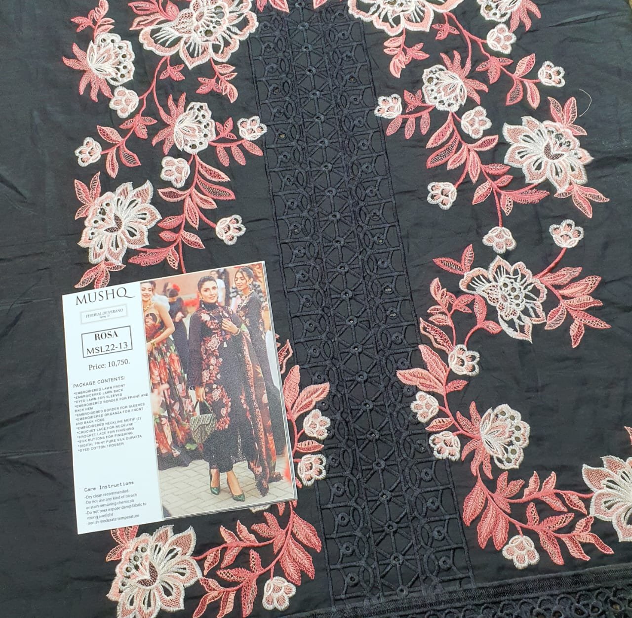Mushq Replica Suit -Festival-De-Verano-Luxury-Lawn-Collection-2022-MSL22-13-Rosa master king replica pakistani suit black