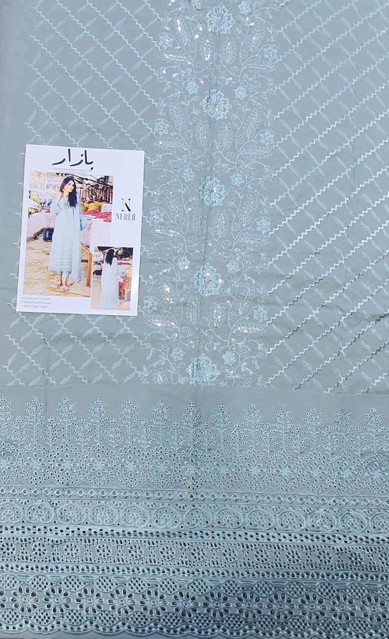 Nureh unstitched luxury lawn Bazaar 2022 master king copy mukesh pakistani suit