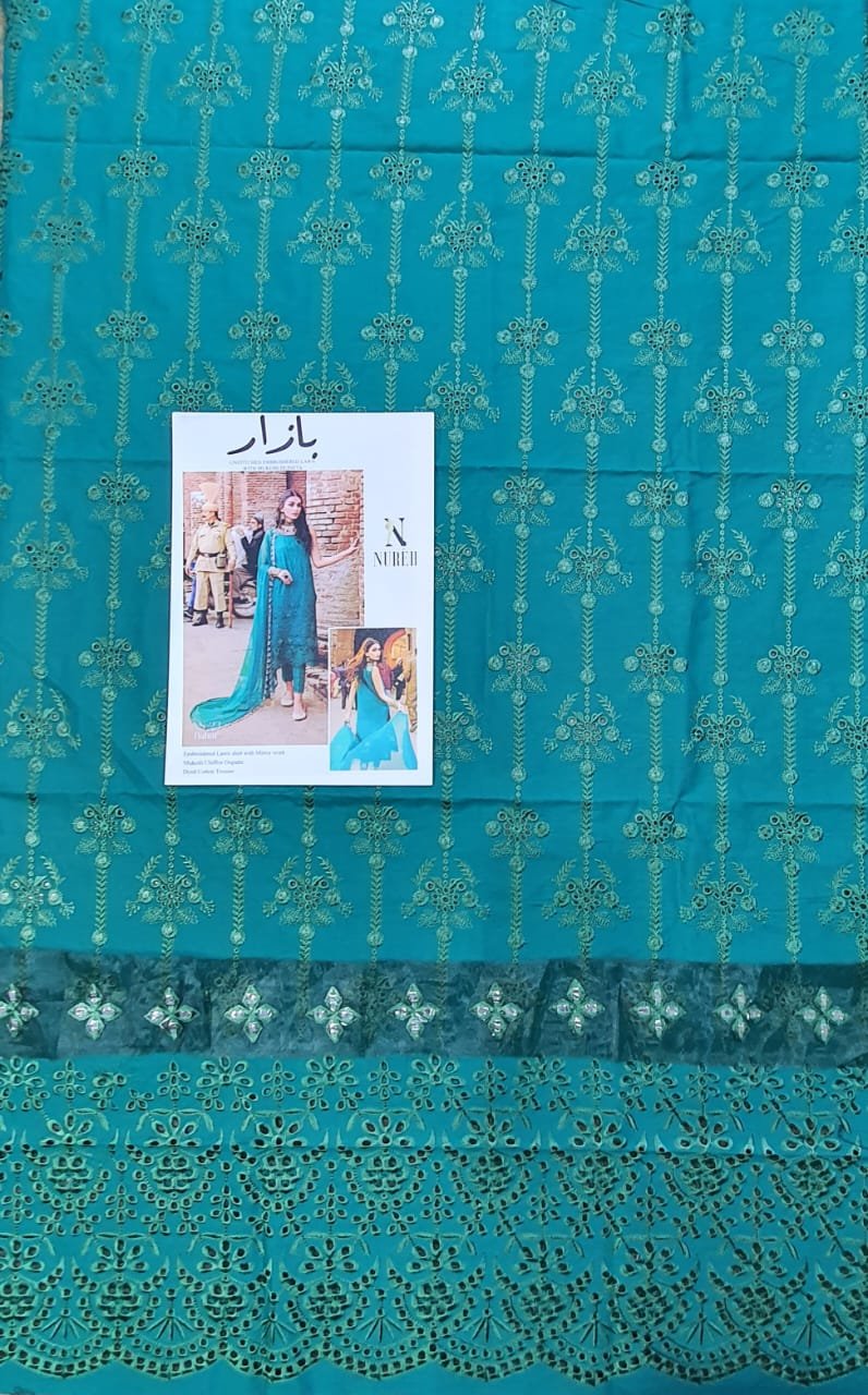 Nureh unstitched luxury lawn Bazaar 2022 master king copy mukesh pakistani suit