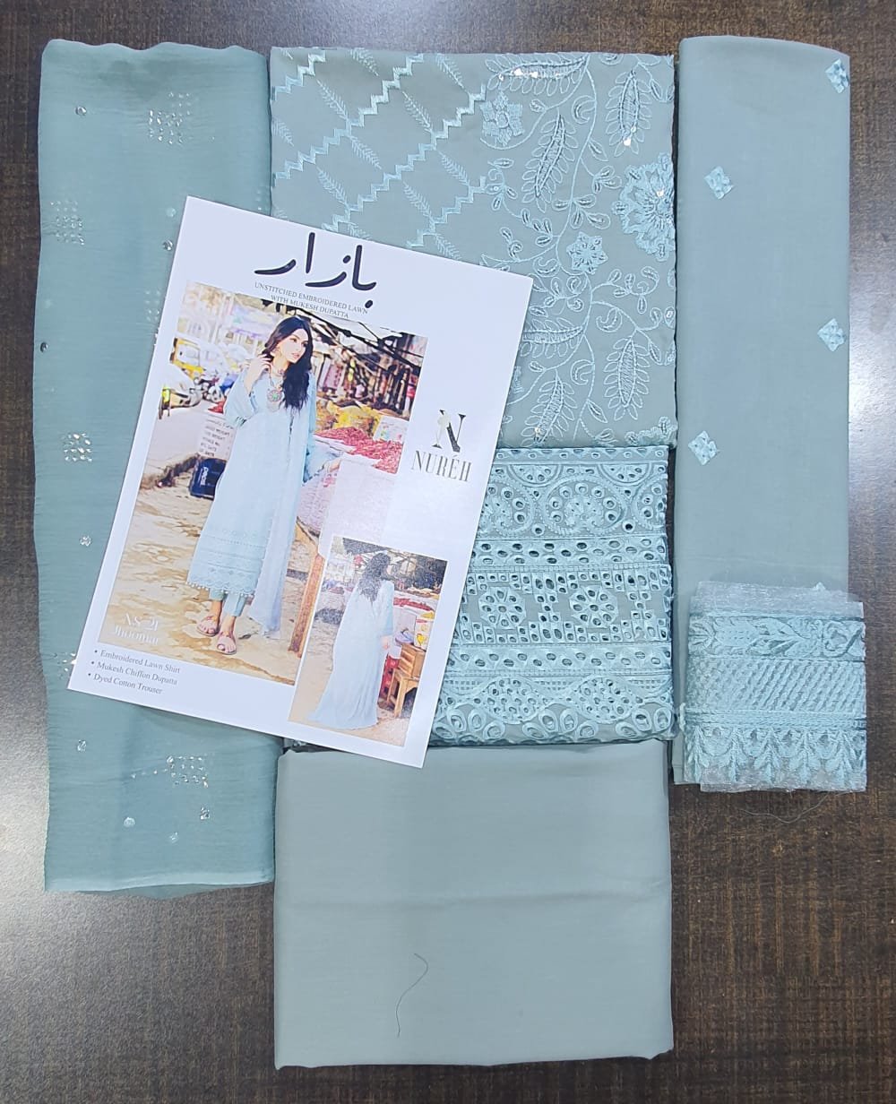 Nureh unstitched luxury lawn Bazaar 2022 master king copy mukesh pakistani suit