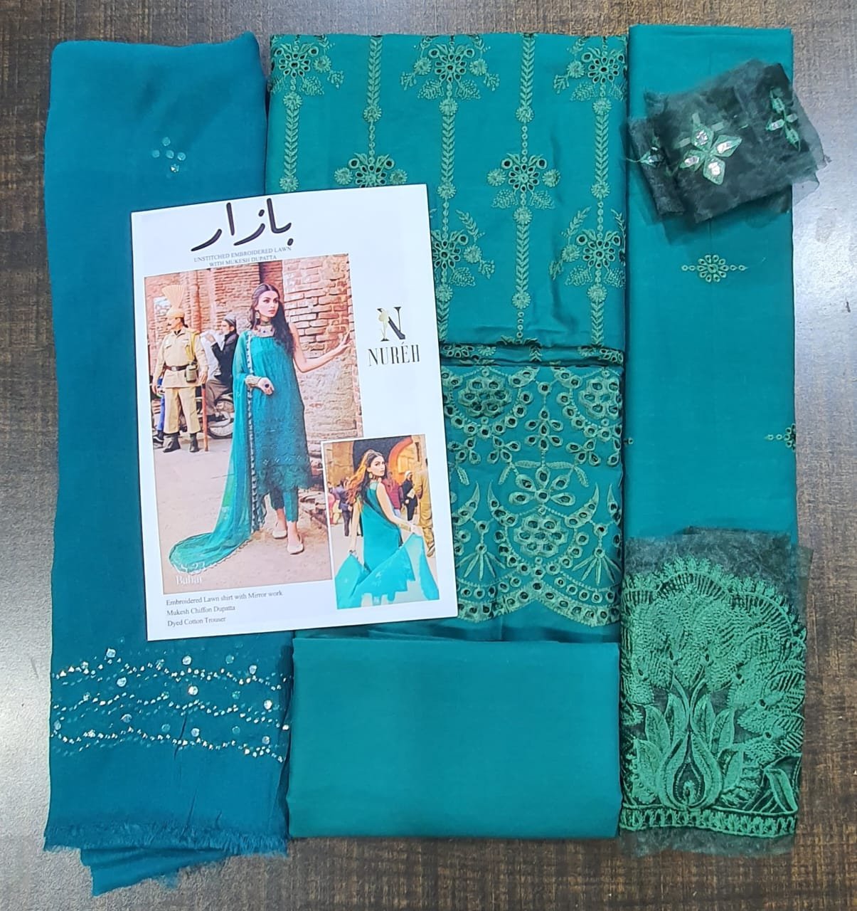 Nureh unstitched luxury lawn Bazaar 2022 master king copy mukesh pakistani suit