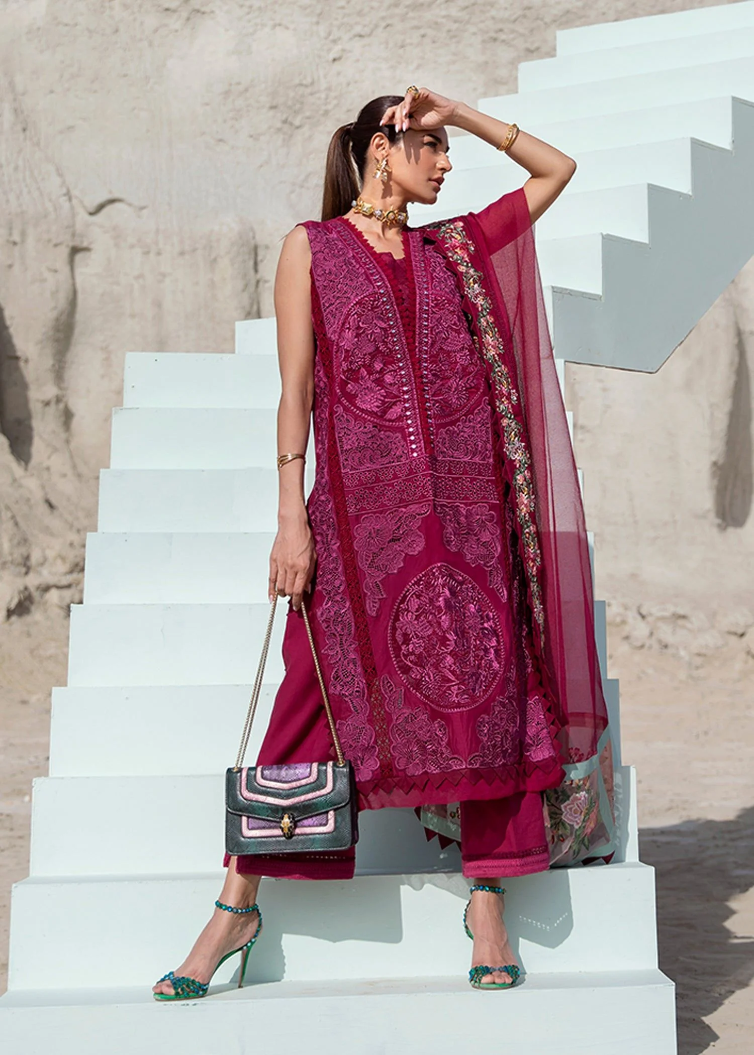 Crimson lawn 2022 luxury collection by saira shakira chikankari schiffili Collection master king replica pakistani suit