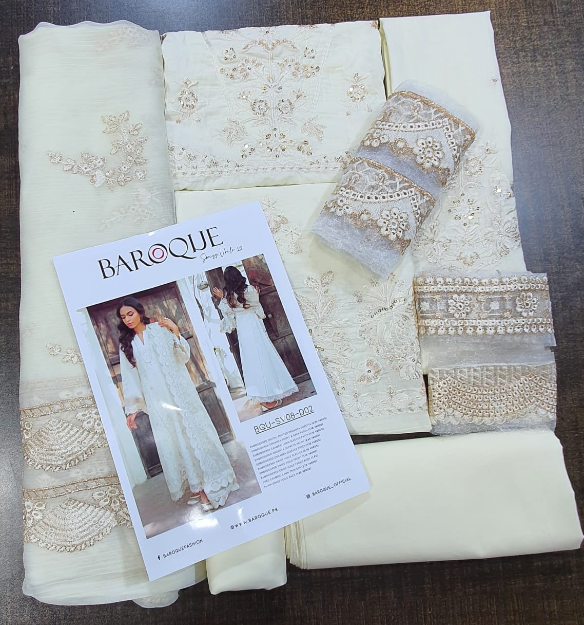 Baroque embroidered luxury summer collection 2022 Lawn master king replica pakistani suit swiss voile luxury lawn