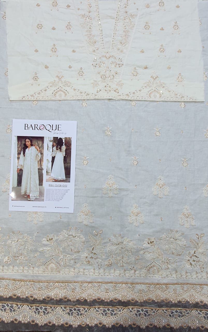 Baroque embroidered luxury summer collection 2022 Lawn master king replica pakistani suit swiss voile luxury lawn