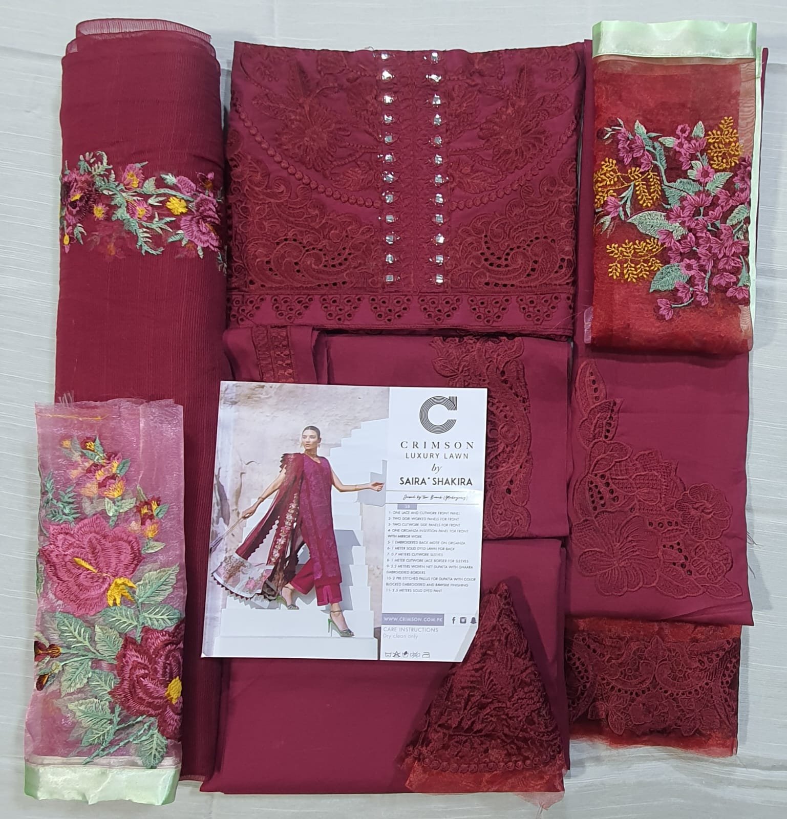Crimson lawn 2022 luxury collection by saira shakira chikankari schiffili Collection master king replica pakistani suit