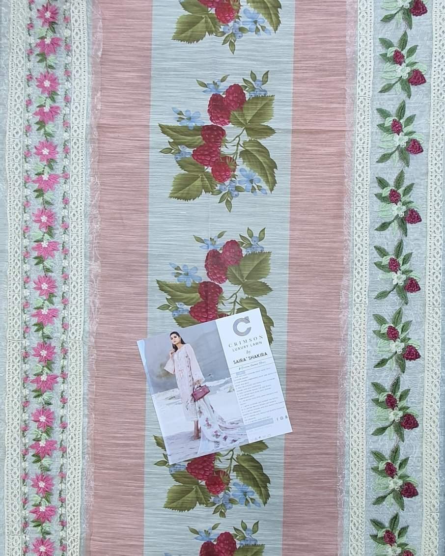 Crimson collection 2022 luxury lawn by saira shakira chikankari schiffili Collection master king replica pakistani suit