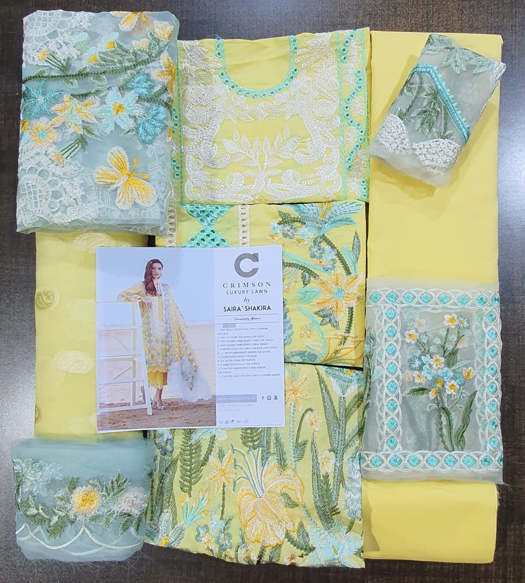 Crimson collection 2022 luxury lawn by saira shakira chikankari schiffili Collection master king replica pakistani suit