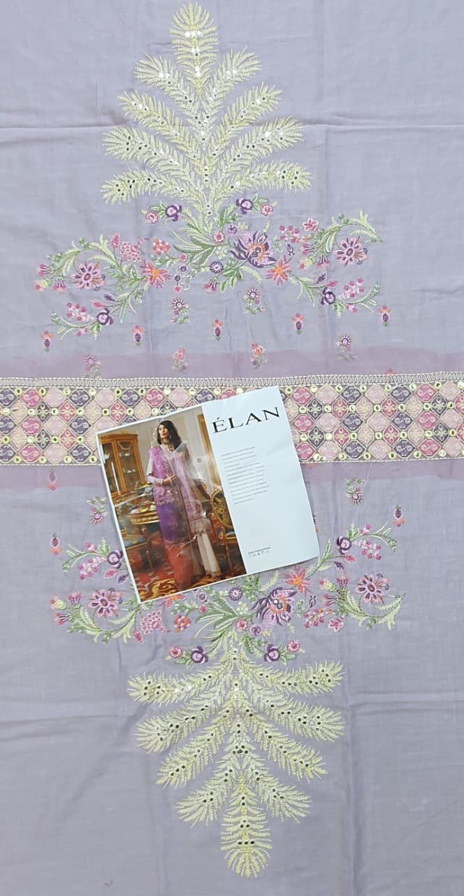 Elan lawn 2022 luxury embroidered Collection master king replica pakistani suit lavender