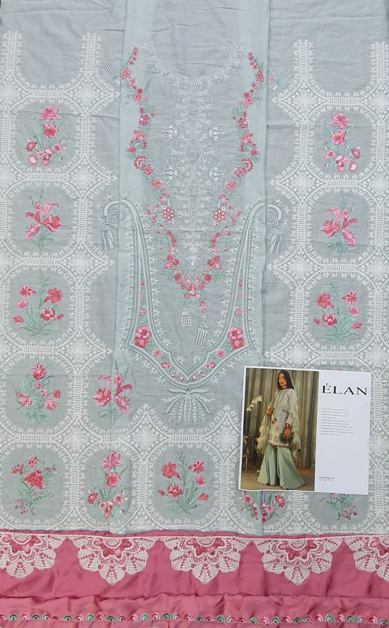 Elan lawn 2022 luxury embroidered Collection master king replica pakistani suit lavender