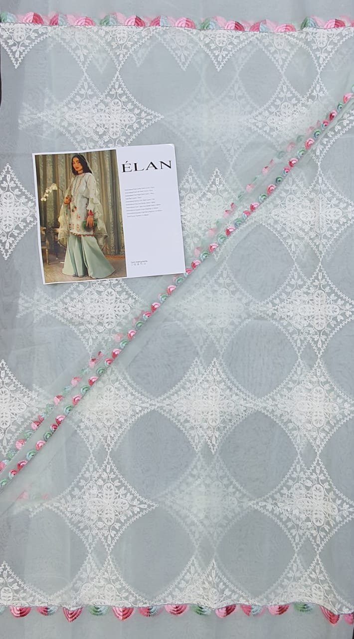 Elan lawn 2022 luxury embroidered Collection master king replica pakistani suit lavender