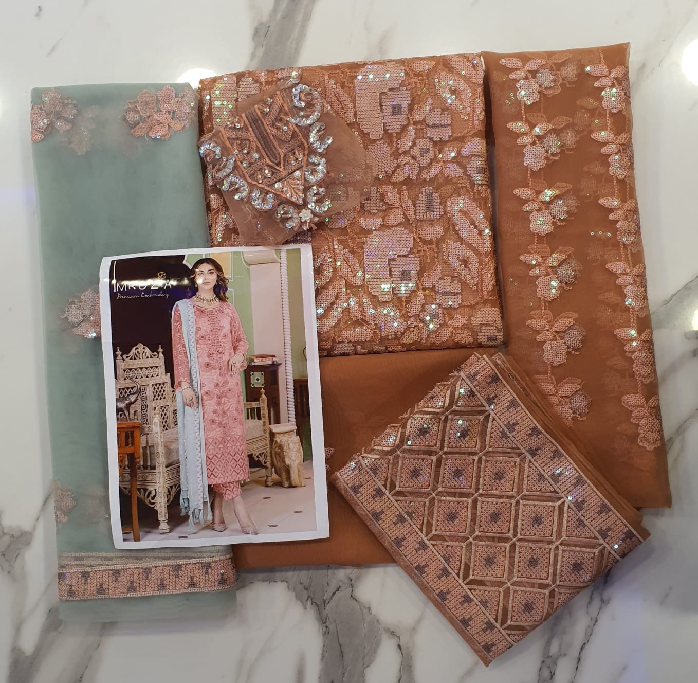 Imrozia premium embroidery collection 2022 king replica suit wedding pakistani king replica dress