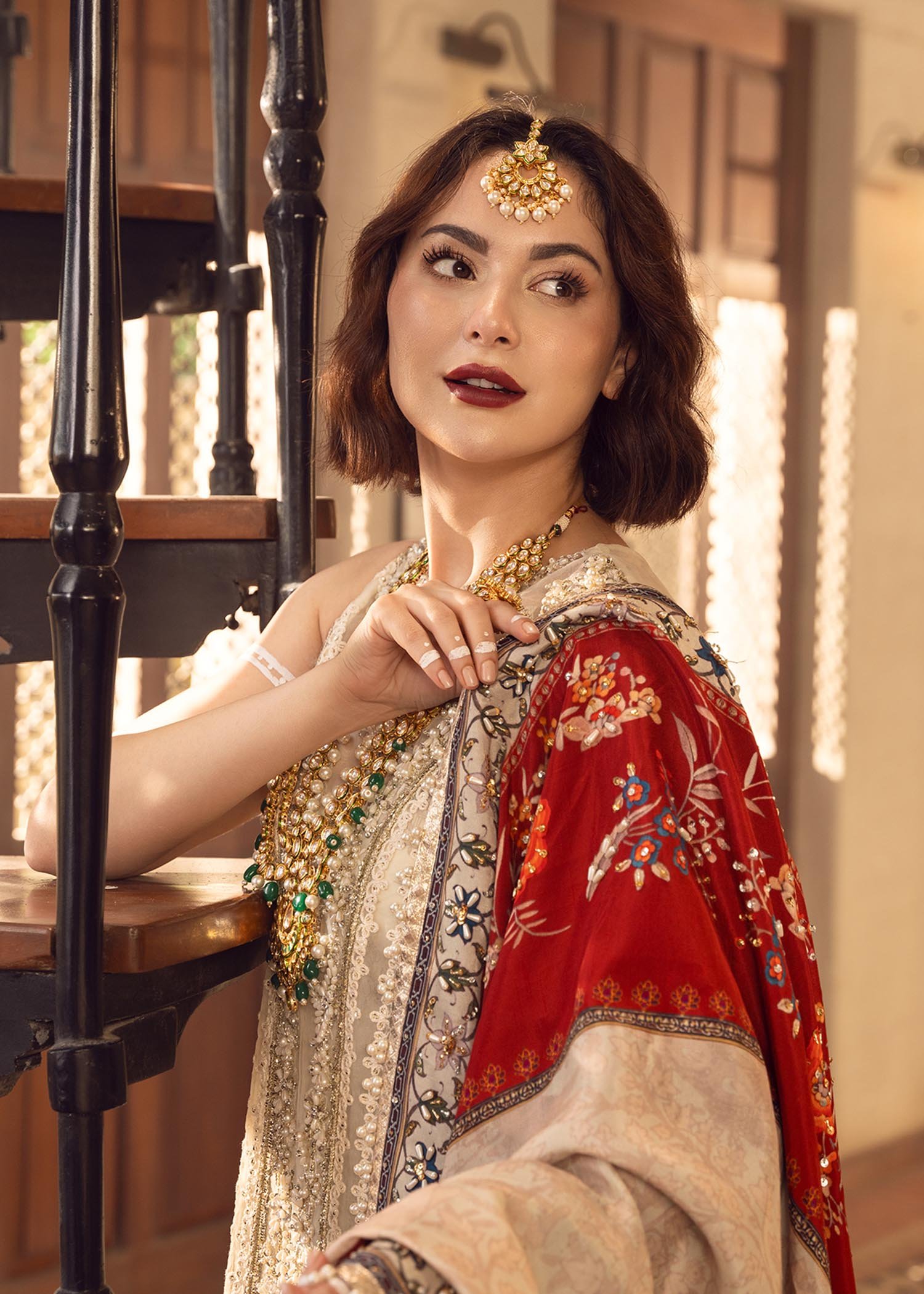 Hania amir Crimson replica By Saira Shakira replica 2022 in karachi fancy handwork collection master replica online best quality 2022 master replica bridal maxi 2022 chiffon wedding 2022 pakistani master king replica suit maxi